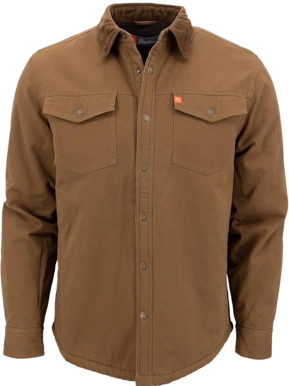 Men's Brown Snap-Front Shirt Jacket - Rugged Lightweight Layer